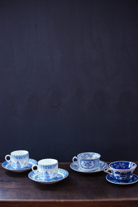 Antique Blue White Porcelain Cups & Saucers - Antique Ceramic Select Style From Dropdown