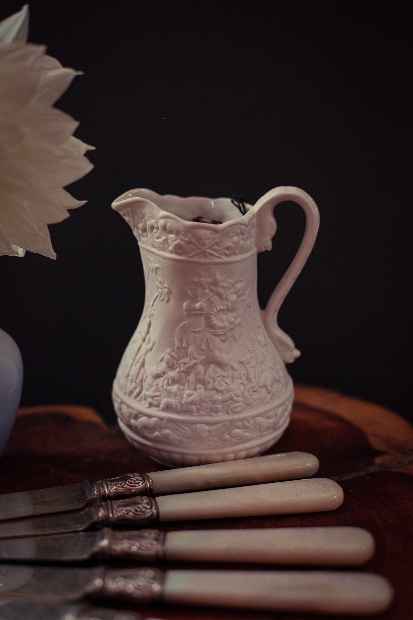 British Heritage Collection Portmeiron Parian ware - Vintage White Porcelain Pitcher