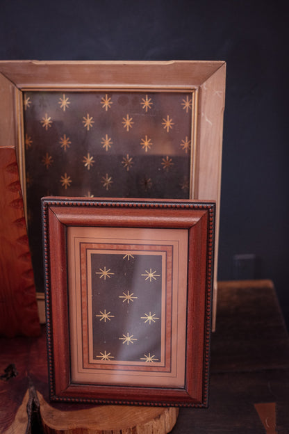 Texture Wood Photo Frame - Vintage Wooden Picture Frame w/Printed Matting