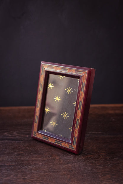 Wooden Marquetry Photo Frame - Vintage Italian Picture Frame with Wooden Marquetry Inlay Details