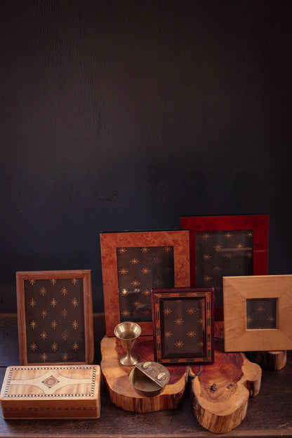 Dark Burlwood Photo Frame - Vintage Laquered Red Undertone Wood Picture Frame