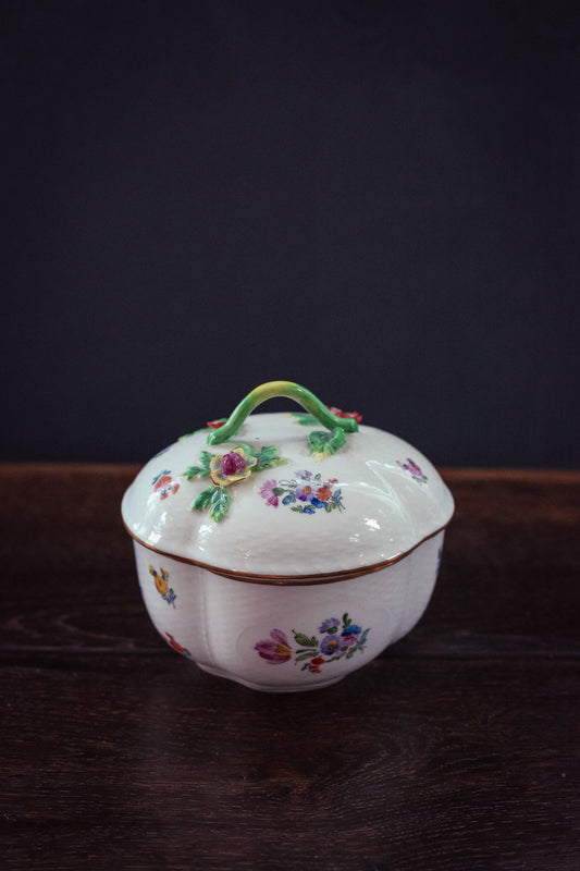 Floral Porcelain Bavarian Lidded Dish - Vintage Lidded Sugar Bowl
